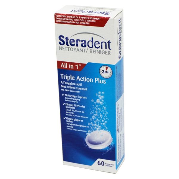 STERADENT TRIPLE ACTION PLUS 60 COMPRESSE PULENTI