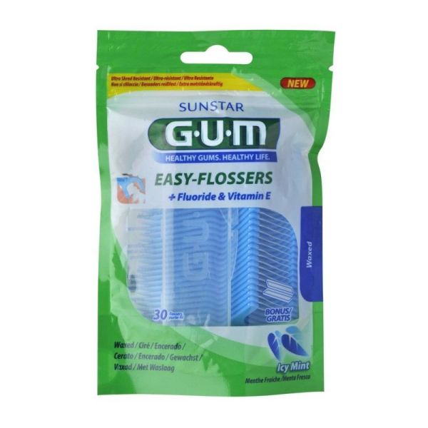 GUM EASY FLOSSERS FILO INTERDENTALE CON FORCELLA 30 PEZZI