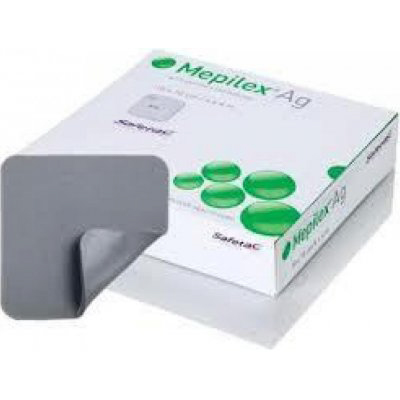 SCHIUMA DI POLIURETANO ANTIMICROBICA CON ARGENTO CON STRATO DI CONTATTO IN SILICONE MORBIDO MEPILEX AG 10X10CM 5 PEZZI