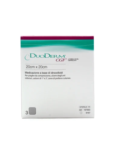 MEDICAZIONE CON IDROCOLLOIDI STERILE SENZA BORDO ADESIVO DUODERM CGF 20X20CM 3 PEZZI