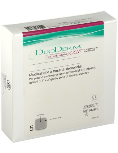 MEDICAZIONE CON IDROCOLLOIDI STERILE CON BORDO ADESIVO DUODERM CGF BA MISURA ESTERNA 10X10 MISURA INTERNA 6X6 5 PEZZI