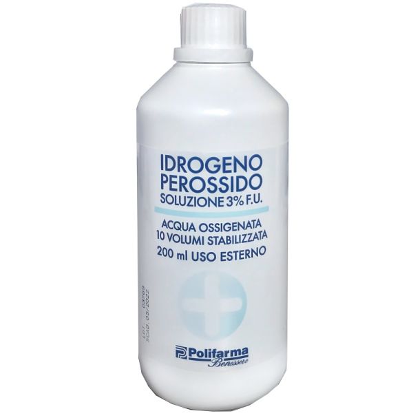 PEROSSIDO IDROGENO 3% 200 ML ACQUA OSSIGENATA 10 VOLUMI STABILIZZATA