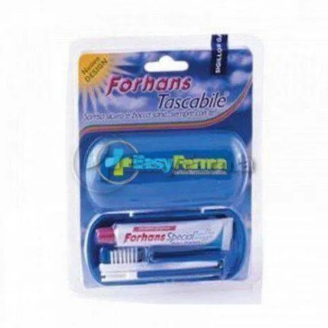 FORHANS TRAVEL KIT TASCABILE COMPOSTO DA SPAZZOLINO DA VIAGGIO + FORHANS SPECIAL PASTA DENTIFRICIA TUBETTO 12,5 ML