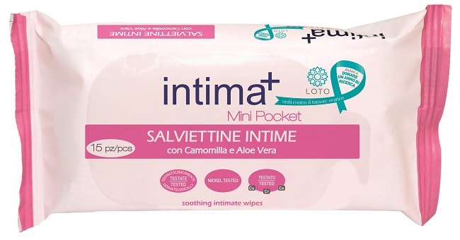 INTIMA+ SALVIETTINE INTIME CON CAMOMILLA E ALOE VERA MINI POCKET 15 PEZZI