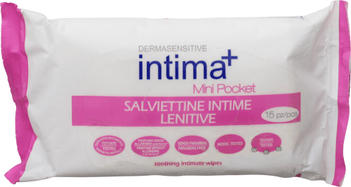 INTIMA+ SALVIETTINE INTIME CON CAMOMILLA E ALOE VERA MINI POCKET 15 PEZZI