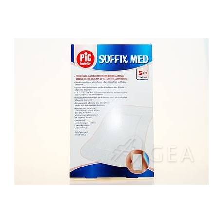 CEROTTO PIC SOFFIX MED IN TNT CON TAMPONE CENTRALE ASSORBENTE STERILE MONOUSO 10X10 CM ANTIBATTERICO 5 PEZZI