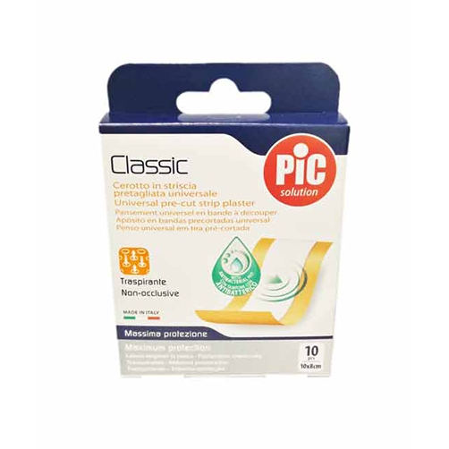 CEROTTO PIC CLASSIC STRISCIA 10X8 CM ANTIBATTERICO 10 PEZZI