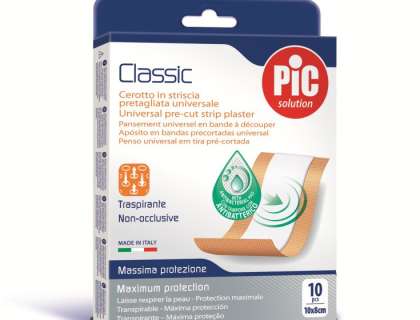 CEROTTO PIC CLASSIC STRISCIA 10X8 CM ANTIBATTERICO 10 PEZZI