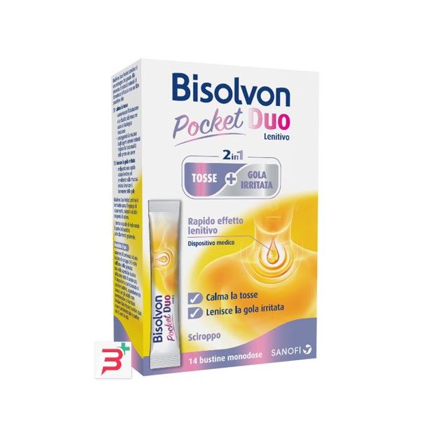 BISOLVON DUO POCKET LENITIVO TOSSE + GOLA IRRITATA A BASE DI MIELE E ALTEA 14 BUSTINE MONODOSE 10 ML