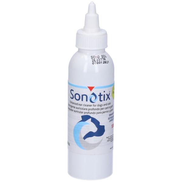 SONOTIX DETERGENTE AURICOLARE PROFONDO CANI E GATTI 120 ML + CANNULA CORTA RIGIDA + CANNULA LUNGA FLESSIBILE