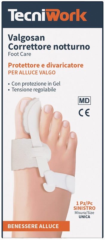 CORRETTORE NOTTURNO PER ALLUCE VALGO SINISTRO MISURA UNICA VALGOSAN 1 PEZZO