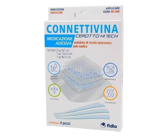 CEROTTO CONNETTIVINA HITECH 4 MISURE MISTE 2 PEZZI 6 X 7 CM + 1 PEZZO 10 X 10 CM + 1 PEZZO 8 X 12 CM