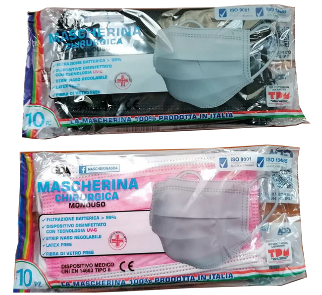 MASCHERINA CHIRURGICA GDA TNT A 3 STRATI NERO 10 PEZZI