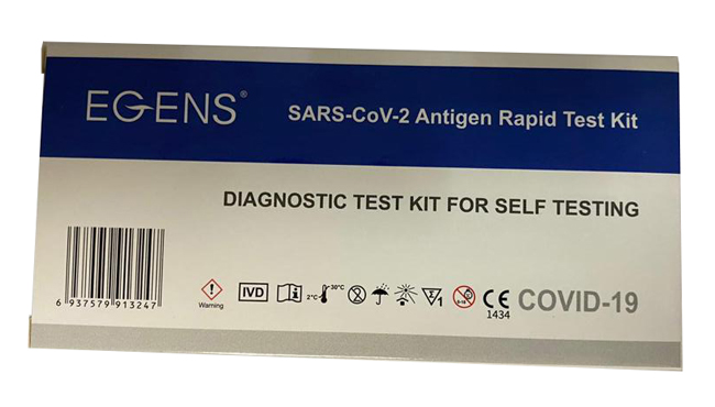 TEST ANTIGENICO RAPIDO COVID-19 EGENS AUTODIAGNOSTICO DETERMINAZIONE QUALITATIVA ANTIGENI SARS-COV-2 IN TAMPONI NASALI MEDIANTE IMMUNOCROMATOGRAFIA