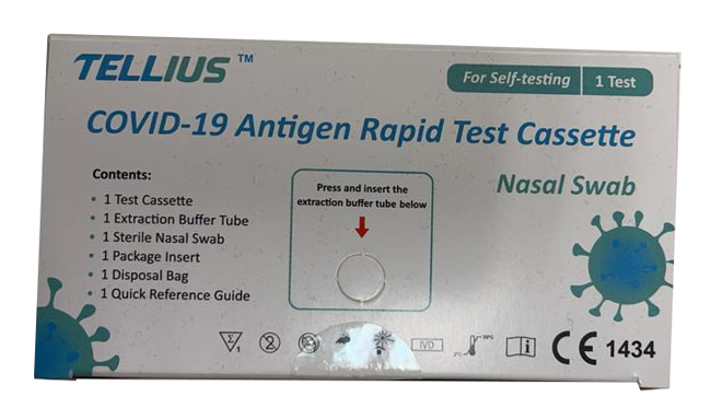 TEST ANTIGENICO RAPIDO COVID-19 TELLIUS AUTODIAGNOSTICO DETERMINAZIONE QUALITATIVA ANTIGENI SARS-COV-2 IN TAMPONI NASALI MEDIANTE IMMUNOCROMATOGRAFIA