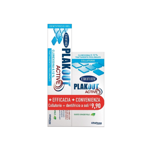 EMOFORM PLAK OUT ACTIVE CLOREXIDINA 0,12% COLLUTORIO 200 ML + DENTIFRICIO 75 ML