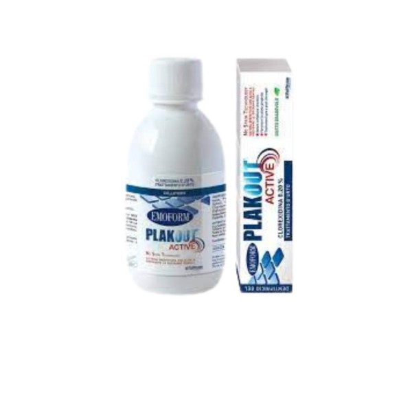 EMOFORM PLAK OUT ACTIVE CLOREXIDINA 0,20% COLLUTORIO 200 ML + DENTIFRICIO 75 ML