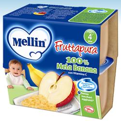 MELLIN FRUTTA PURA MELA BANANA 100 G 4 PEZZI