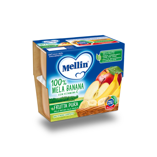 MELLIN FRUTTA PURA MELA BANANA 100 G 4 PEZZI