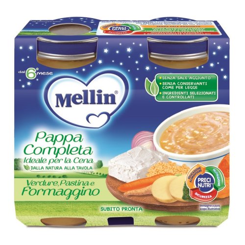 MELLIN BABY CENA COMPLETA FORMAGGINO PASTICA 2 PEZZI DA 200 G