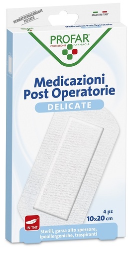 [905295693] MEDICAZIONE POST OPERATORIA STERILE GARZA ANTIADERENTE 10X20 CM 4 PEZZI PROFAR