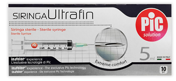 [906677950] SIRINGA PIC ULTRAFINE 5 ML AGO 14 10 PEZZI