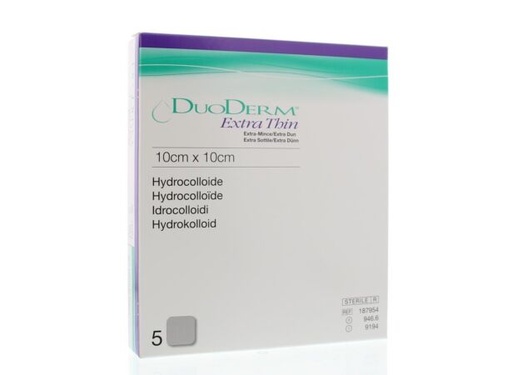 [908232630] MEDICAZIONE CON IDROCOLLOIDI STERILE DUODERM EXTRA SOTTILE 10X10CM 5 PEZZI