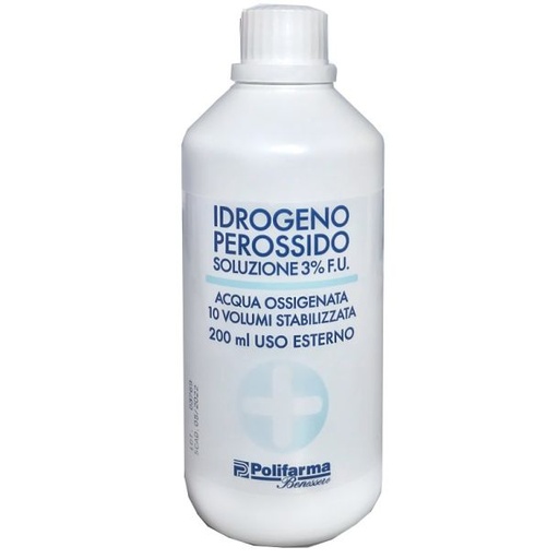 [908753054] PEROSSIDO IDROGENO 3% 200 ML ACQUA OSSIGENATA 10 VOLUMI STABILIZZATA