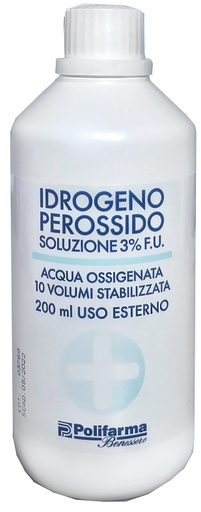 [908753054] PEROSSIDO IDROGENO 3% 200 ML ACQUA OSSIGENATA 10 VOLUMI STABILIZZATA