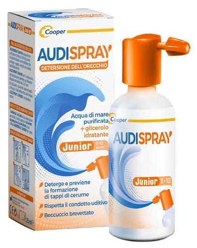 [912467281] AUDISPRAY JUNIOR 3-12 ANNI SOLUZIONE DI ACQUA DI MARE IPERTONICA SPRAY SENZA GAS IGIENE ORECCHIO 25ML