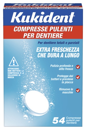 [913744684] KUKIDENT CLEANSER FRESCH 54 COMPRESSE PULIZIA PROTESI DENTARIE