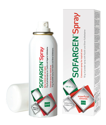 [921773836] MEDICAZIONE IN POLVERE SPRAY CON CAOLINO E ARGENTO SULFADIAZINA 1% SOFARGEN SPRAY 10 G BOMBOLETTA PRESSURIZZATA 125 ML