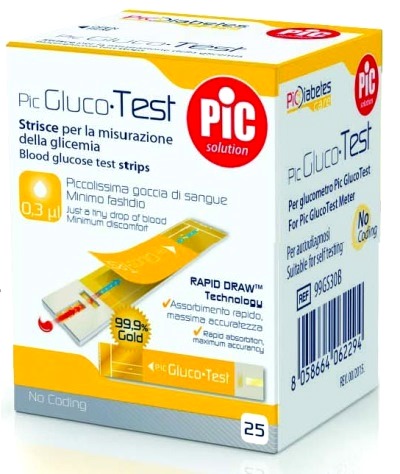 [927306631] STRISCE MISURAZIONE GLICEMIA PIC GLUCOTEST 25 PEZZI