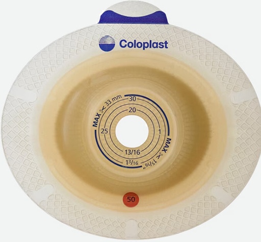 [930103662] PLACCA PER UROSTOMIA SISTEMA A 2 PEZZI SENSURA XPRO CONVEX LIGHT FORO RITAGLIABILE 15-33MM FLANGIA 50MM 5 PEZZI