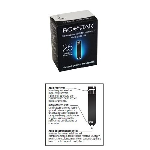 [930259724] STRISCE REATTIVE MISURAZIONE GLICEMIA BGSTAR MYSTAR 25 PEZZI