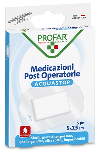 [931993796] ACQUASTOP MEDICAZIONE POST OPERATORIA 5X7,5 CM PROFAR MED 5 PEZZI