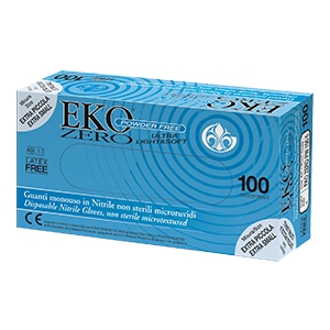 [970707194] GUANTO MONOUSO IN NITRILE BLU SUPERFICIE MICRORUVIDA EKO ZERO PW SENZA POLVERE MISURA 9 LARGE 100 PEZZI