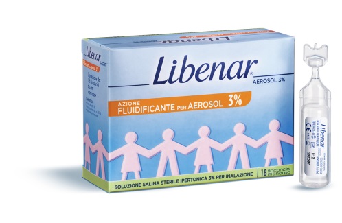 [975197474] SOLUZIONE SALINA IPERTONICA 3% LIBENAR PER INALAZIONE CON AEROSOL 18 FLACONCINI MONOUSO X 4ML