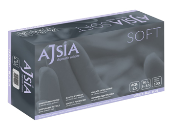 [981079977] GUANTO MONOUSO DA ESAMINAZIONE IN NITRILE BLU NON STERILE AJSIA SOFT BLU SENZA POLVERE ANATOMICO AMBIDESTRO POLSINO RINFORZATO LUNGHEZZA 240 MM MISURA 8-8,5 LARGE