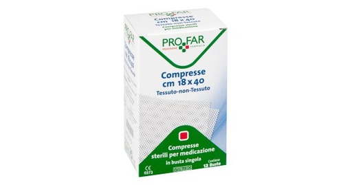 [901311771] COMPRESSE IN TESSUTO NON TESSUTO 18 X 40 CM 12 PEZZI PROFAR