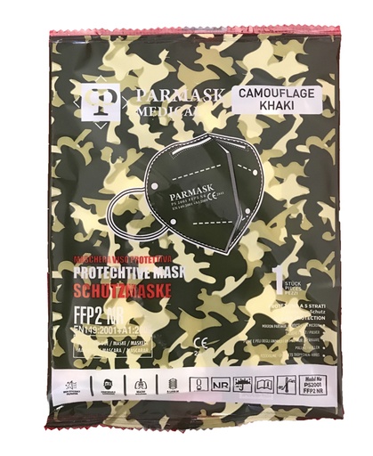 [982881322] MASCHERINA FFP2 PS2001 CAMOUFLAGE VERDE 1 PEZZO