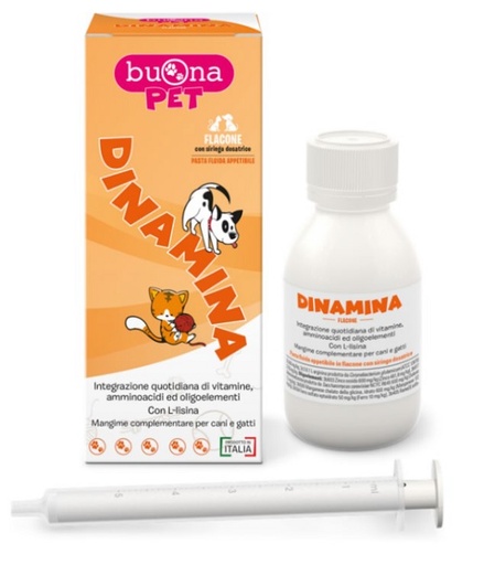 [983364959] DINAMINA CANI GATTI FLACONE CON SIRINGA DOSATRICE IN PASTA 60 G BUONAPET