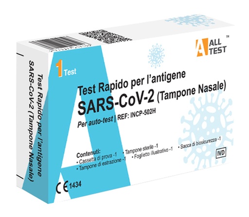 [983706538] TEST ANTIGENICO RAPIDO COVID-19 ALLTEST AUTODIAGNOSTICO DETERMINAZIONE QUALITATIVA ANTIGENI SARS-COV-2 IN TAMPONI NASALI MEDIANTE IMMUNOCROMATOGRAFIA