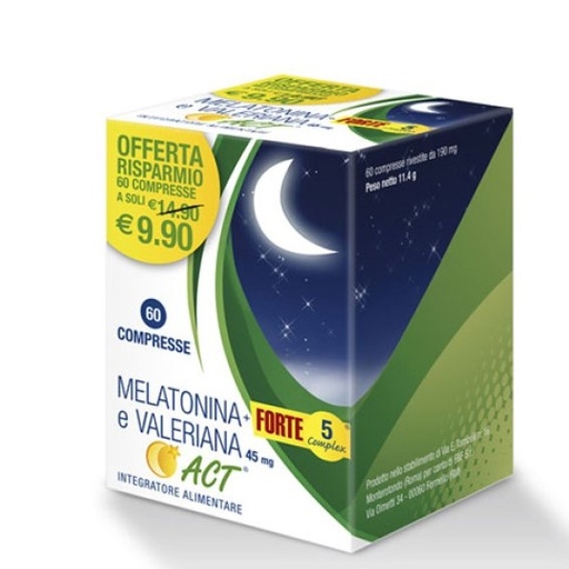 [924451913] MELATONINA+FORTE 5 COMPLEX E VALERIANA ACT 60 COMPRESSE