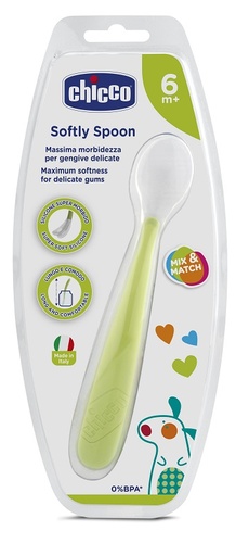 [925874885] CHICCO CUCCHIAIO MORBIDO SILICONE 6M+ VERDE UP