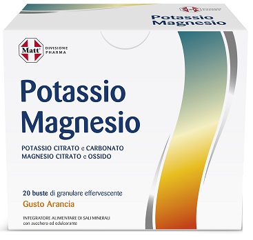 [934509720] MATT DIVISIONE PHARMA POTASSIO E MAGNESIO 20 BUSTE GRANULARE EFFERVESCENTE GUSTO ARANCIA