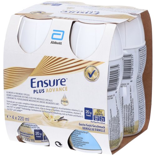 [935722102] ENSURE PLUS ADVANCE VANIGLIA 4 BOTTIGLIE DA 220 ML